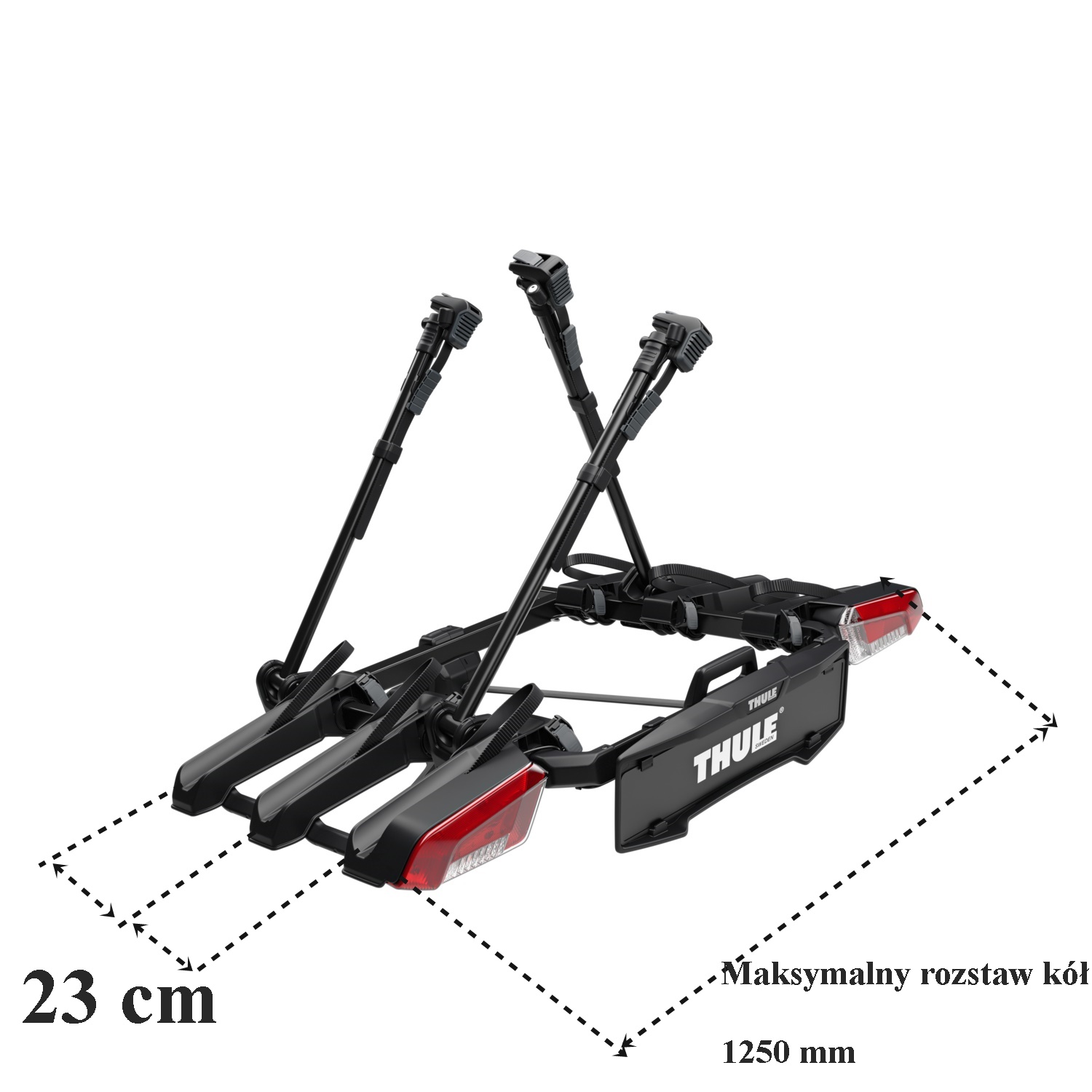 Thule OutPace — rozstaw kół do 1250 mm i odstęp 23 cm
